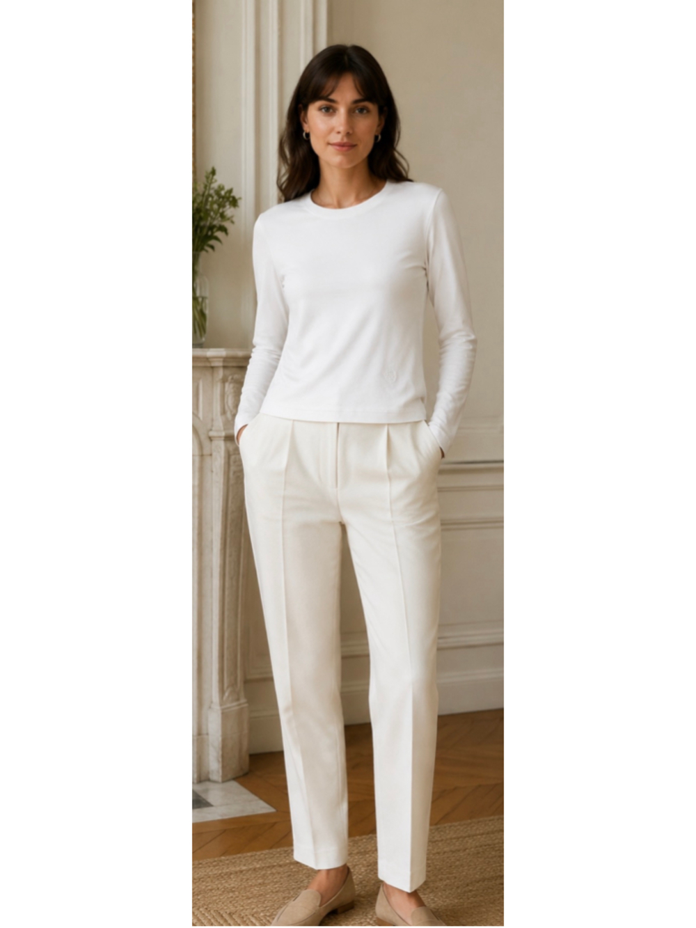 Women's Loro Piana Long Sleeve Tee, Size 38/4, White New w/o Tags!